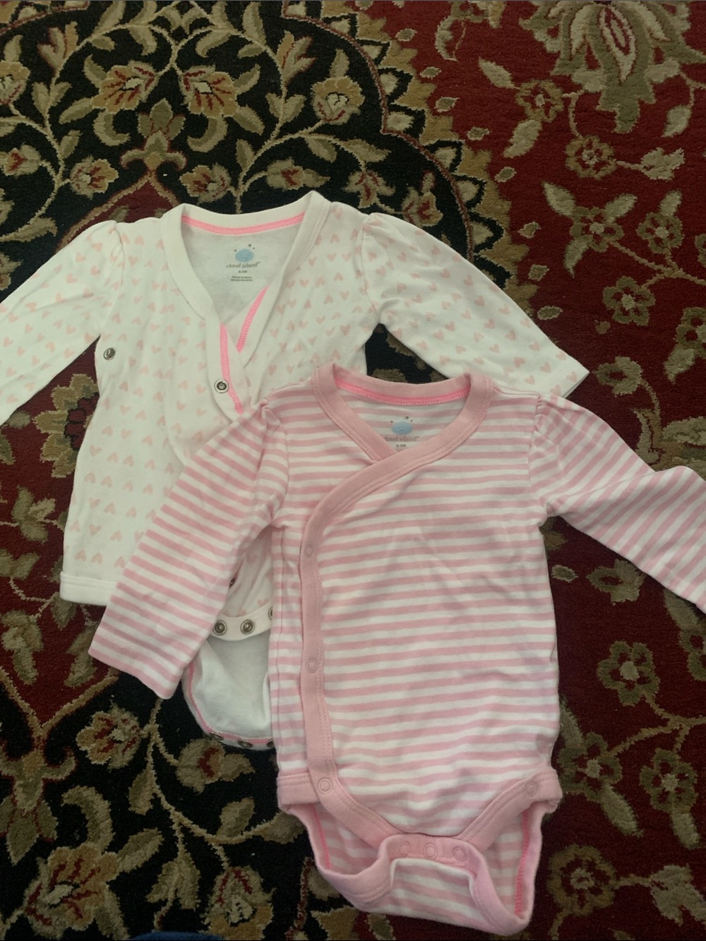 cloud island Baby One-Piece Set in Pink and White